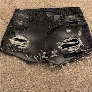 BlueSteel Black Distressed Grunge Jean Shorts
